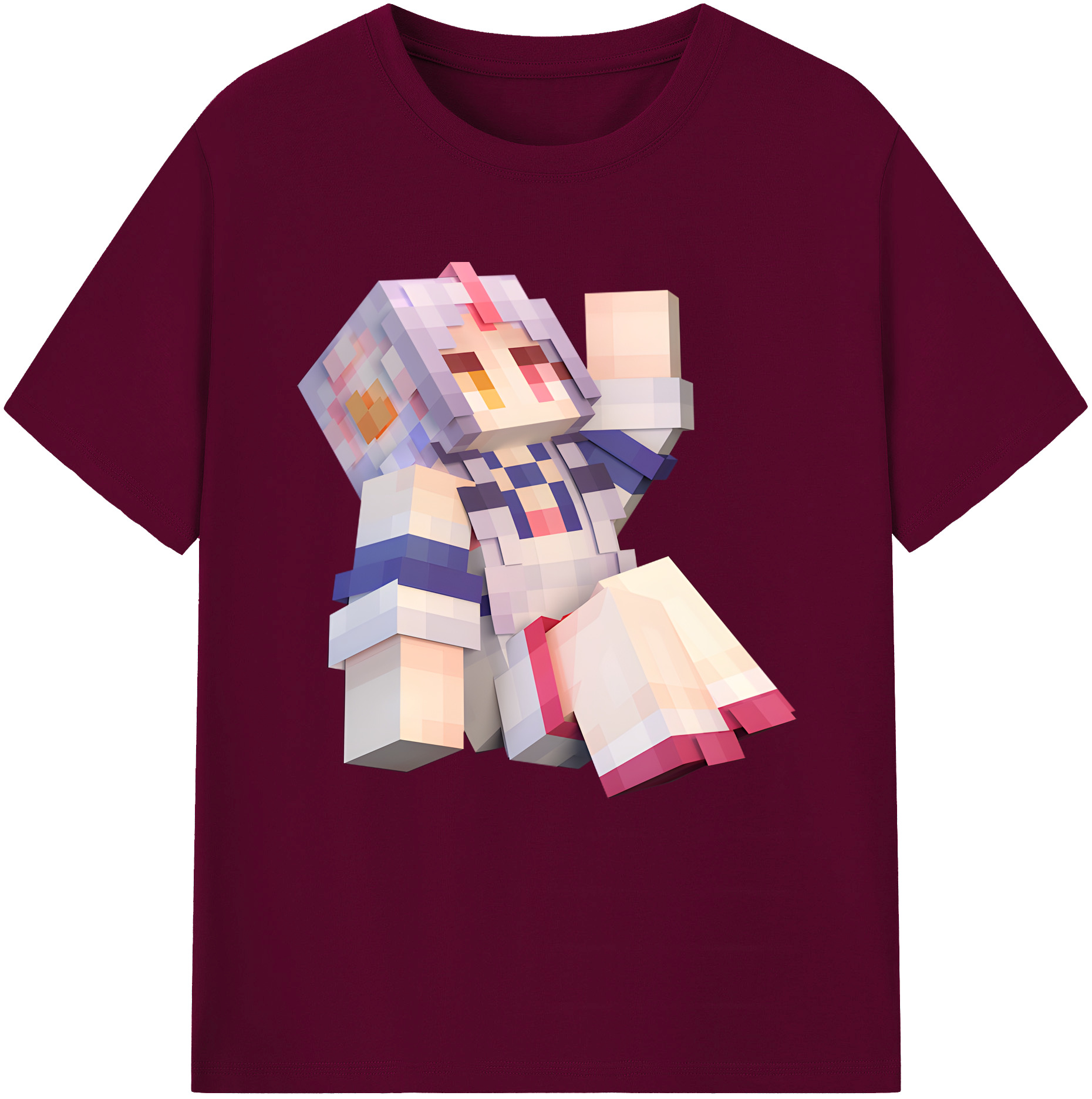 （画像用） マインクラフト ブロックの世界 Minecraft MC Block world レディースカジュアルプリントTシャツ（綿100％）